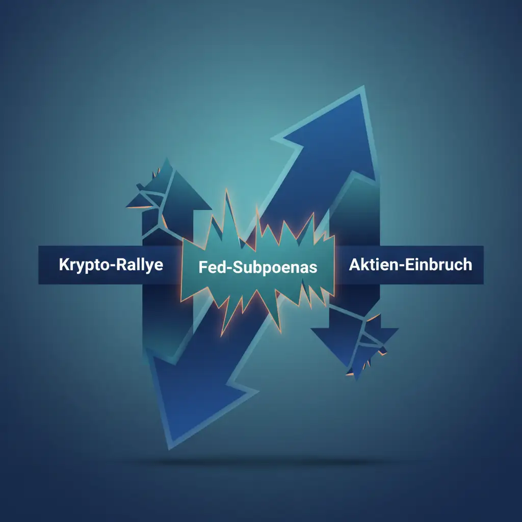 Krypto-Rallye vs. Aktien-Einbruch: Fed-Subpoenas erschüttern Märkte